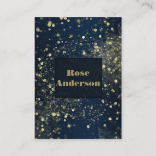 Blue & Gold Sparkling Lights Glam Sparkle Glitter Business Card