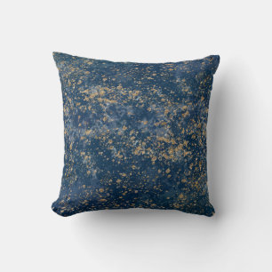 Blue & Gold Splatter Glam Modern Cushion