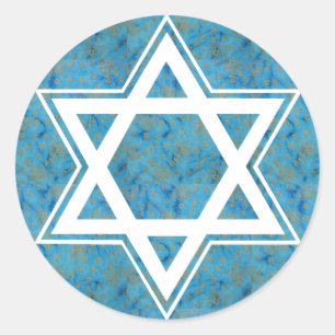 Blue & Gold Star of David Jewish Symbol Classic Round Sticker