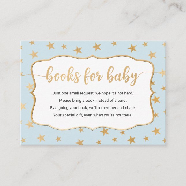 Blue Gold Stars boy book request card (Front)