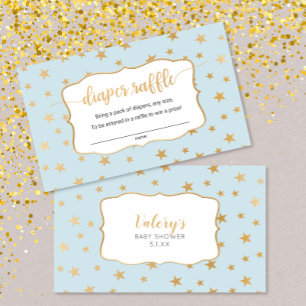 Blue Gold Stars boy diaper raffle card
