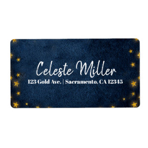 Blue Gold Stars Celestial Starry Sky Party
