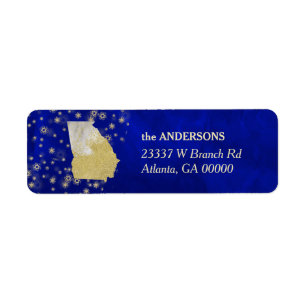 Blue Gold Stars Georgia Return Address Label