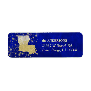 Blue Gold Stars Louisiana Return Address Label