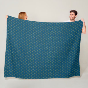 Blue Gold Stars Shine Bright Fleece Blanket