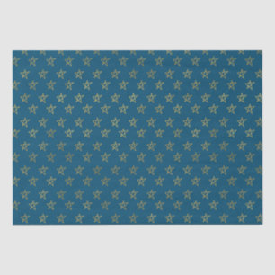 Blue Gold Stars Shine Bright Tissue Paper