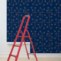 Blue Gold Stars Sweet Dreams Pattern Peel Stick