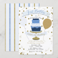 Blue & Gold Sugar is Sweet 1st First Birthday Cake