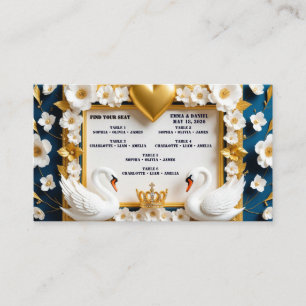 Blue Gold Swan Couple Wedding Theme 💍 Place Card