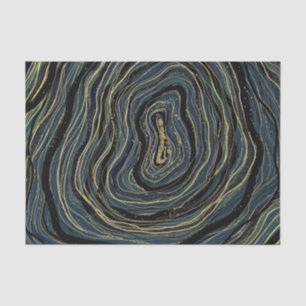 Blue Gold Swirl Glam Art Birthday Party Tissue Paper