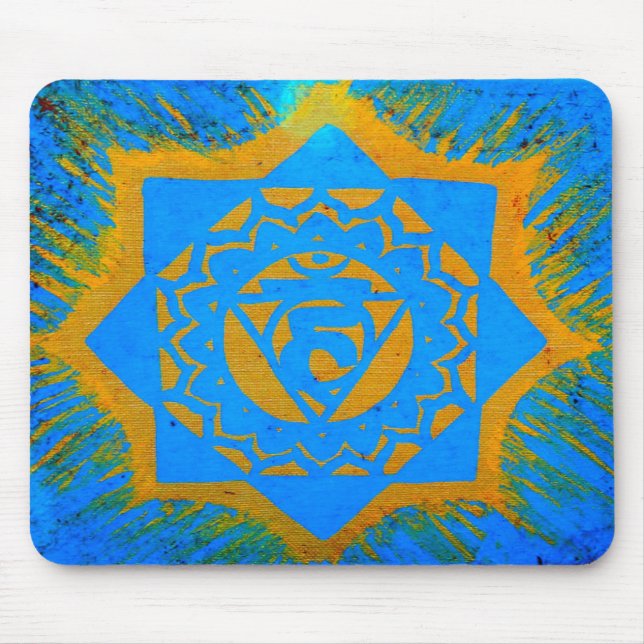 blue gold tantric symbol mouse pad (Front)