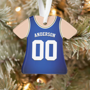 Blue & Gold Team Colours Basketball Tank  Ornament