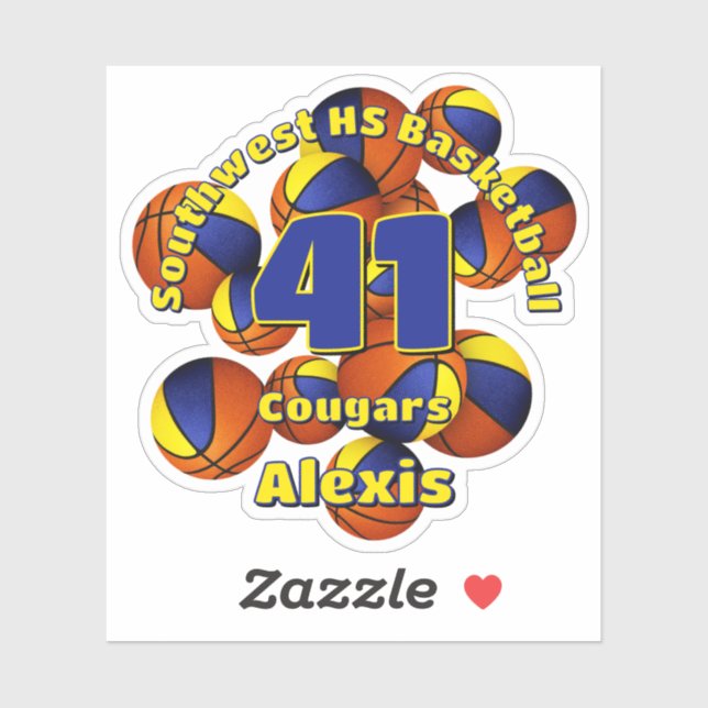 blue gold team colours basketballs kids name (Sheet)