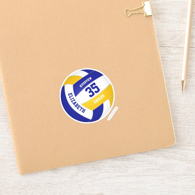 blue gold team colours girls boys volleyball (Notebook)