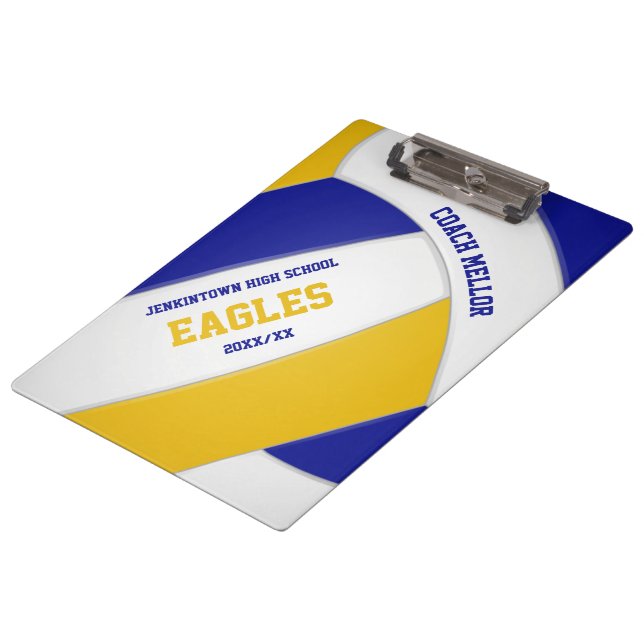 blue gold team colours volleyball coach clipboard (Angled)