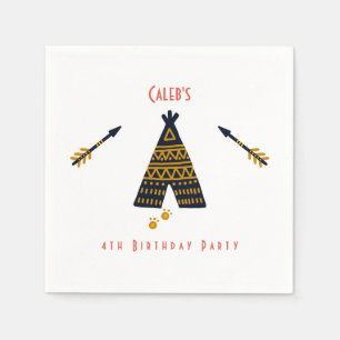 Blue & Gold Tepee Boho Any Age Birthday Party Napkin