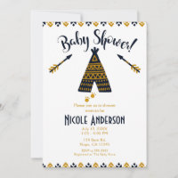 Blue & Gold Tepee Modern Chic Baby Shower