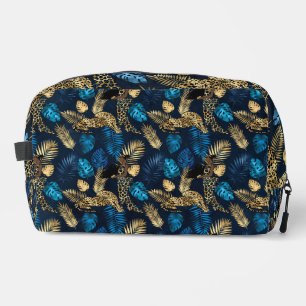 BLUE & GOLD TROPICAL PALM LEAVES DOPP KIT