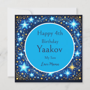 Blue Gold Twinkling Stars Luxury Watercolor Trendy
