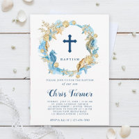 Blue & Gold Under the Sea Wreath Baptism