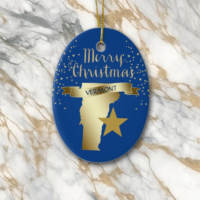 Blue Gold Vermont Star Ceramic Tree Decoration (Creator Uploaded)
