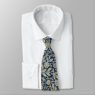 Blue & Gold Vintage Floral Pattern Tie