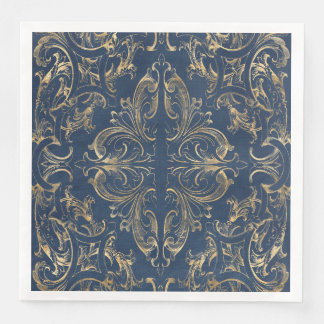 Blue gold Vintage Ornate Gold Napkin
