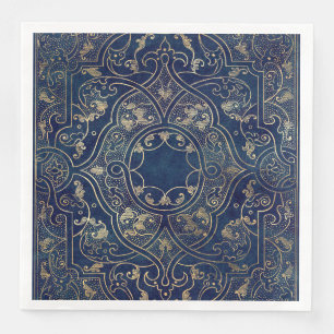 Blue gold Vintage Ornate Gold Napkin