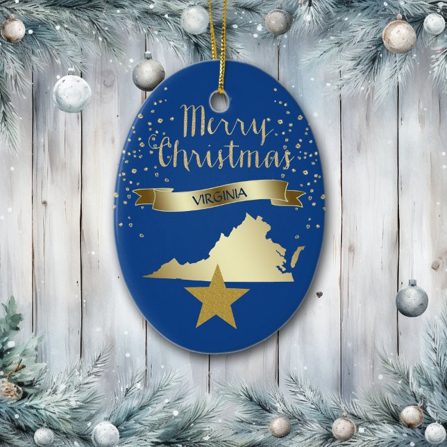 Blue Gold Virginia Star Ceramic Tree Decoration (Creator Uploaded)