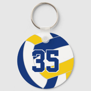 Blue gold volleyball team colours personalised key ring