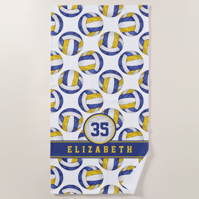 blue gold volleyball team colours sporty beach towel (Front)