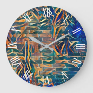 Blue Gold Wall Art Dream Large Clock