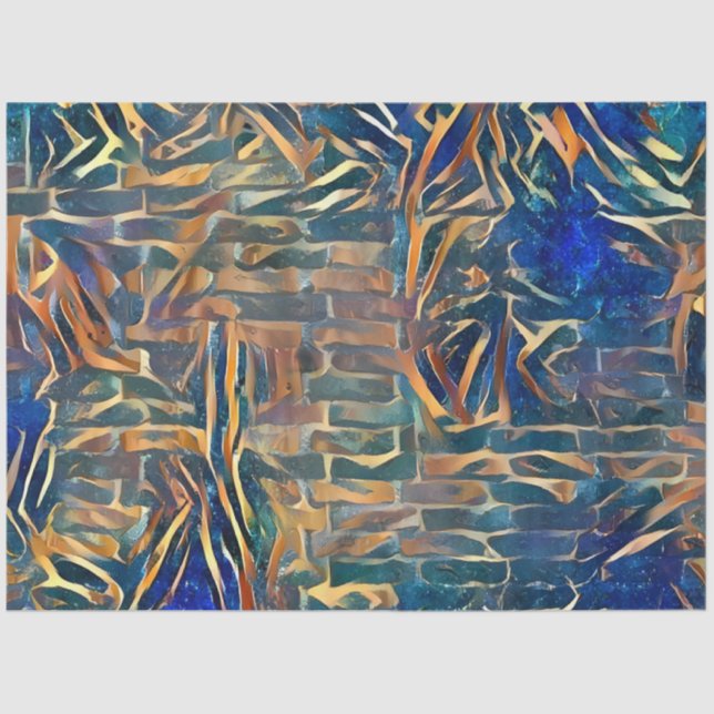 Blue Gold Wall Art Dream Tissue Paper (Front)