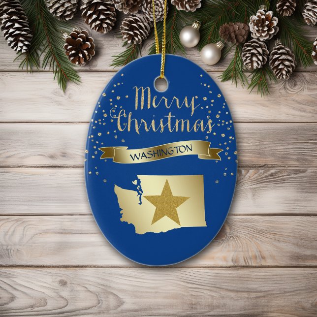 Blue Gold Washington Star Ceramic Ornament (Creator Uploaded)