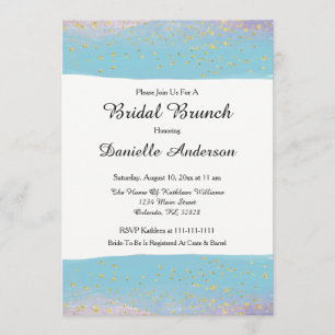 Blue & Gold Watercolor Bridal Shower Invitation