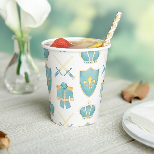 Blue & Gold Watercolour Little Prince Birthday Paper Cups (Insitu)