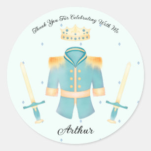 Blue & Gold Watercolour Little Prince Thank You Classic Round Sticker