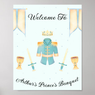 Blue & Gold Watercolour Little Prince Welcome Sign