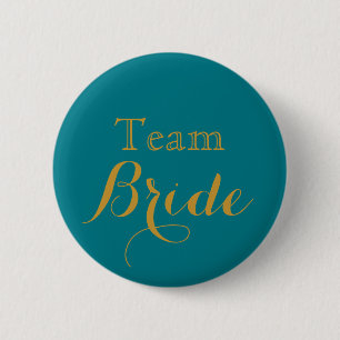 Blue Gold Wedding Team Bride 6 Cm Round Badge