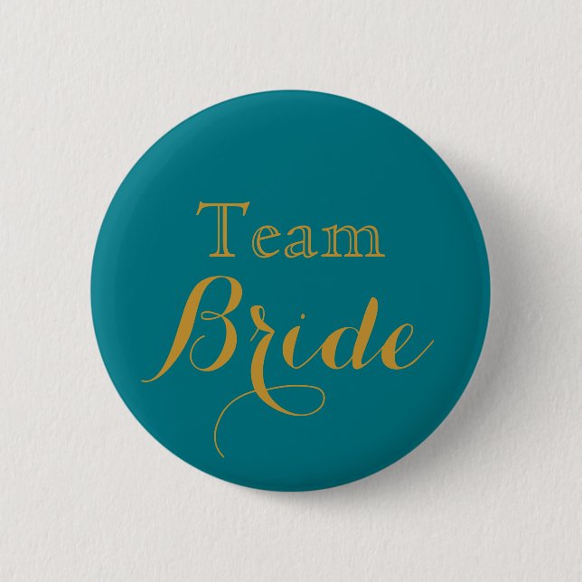 Blue Gold Wedding Team Bride 6 Cm Round Badge (Front)