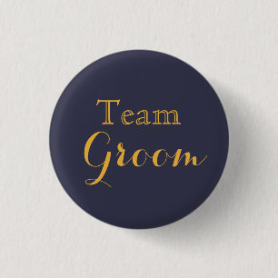 Blue Gold Wedding Team Groom 3 Cm Round Badge