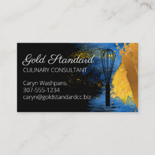 Blue gold whisk personal chef catering culinary business card