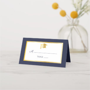 Blue   Gold   White Grad Cap Place Cards