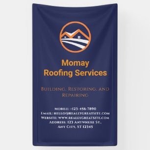 Blue Gold White Roofing Contractor Banner