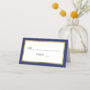 Blue   Gold   White Simple Elegant Place Cards