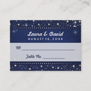 Blue Gold & White Stars Wedding Seating Cards