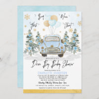 Blue Gold Winter Drive Thru Baby Boy Shower