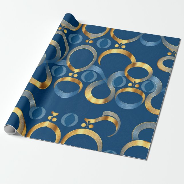 Blue Gold Wrapping Paper (Unrolled)