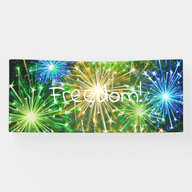 blue Gold yellow fireworks Banner (Horizontal)