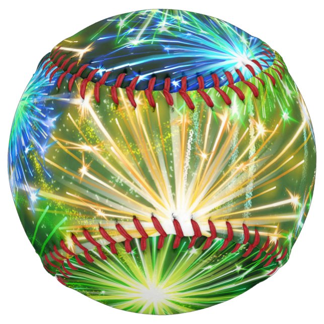 blue Gold yellow fireworks Softball (Front)